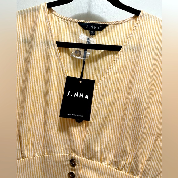 NWT J.NNA Women’s Summer A-line dress. Yellow and white stripes. Size 1XL - Picture 3 of 4